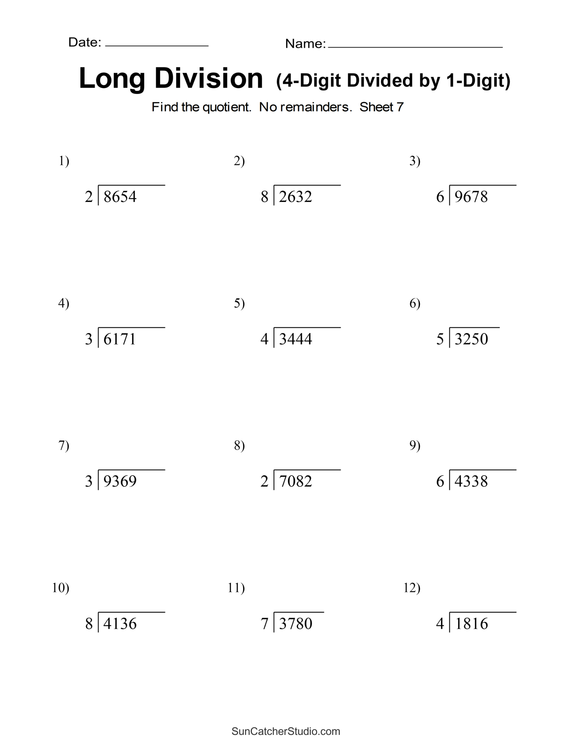 Long Division Worksheets &amp;amp; Problems (Free Printable Math Drills regarding Free Printable Long Division Worksheets