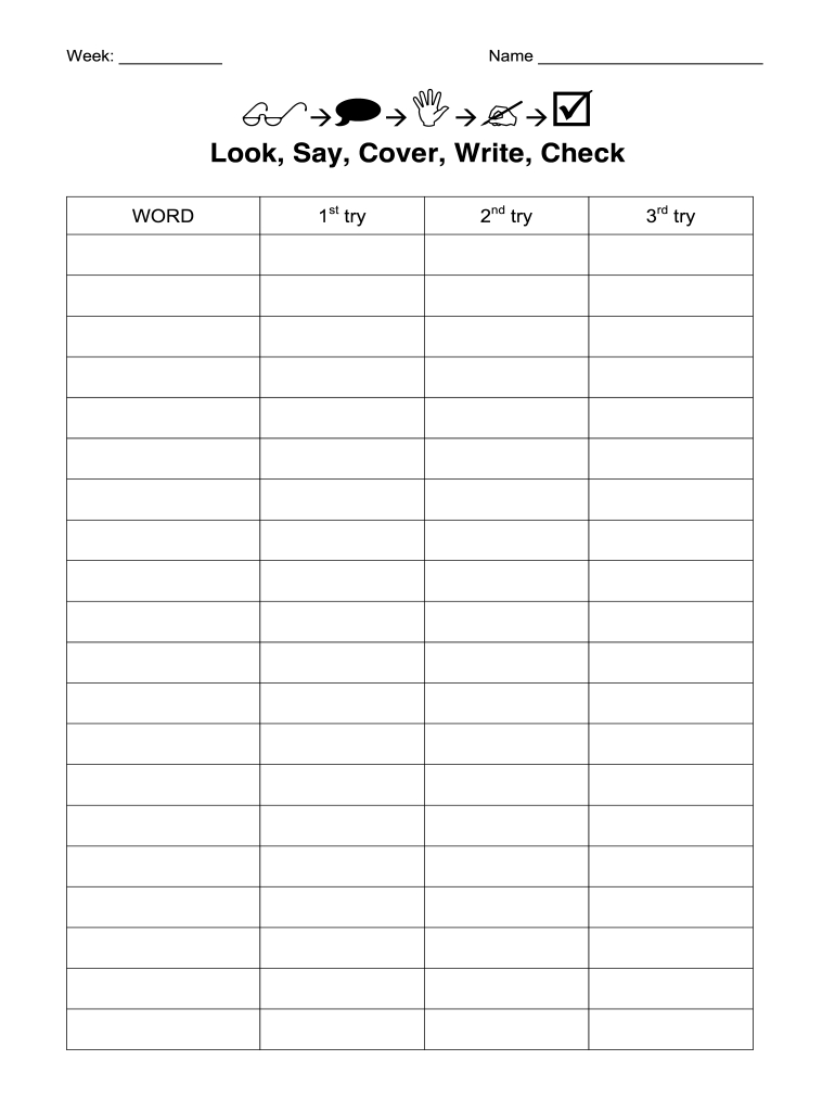 Look Say Cover Write Check Form - Fill Online, Printable, Fillable intended for Free Printable Blank Spelling Worksheets