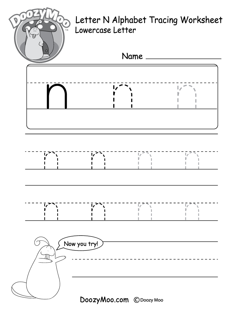 Lowercase Letter &amp;quot;N&amp;quot; Tracing Worksheet - Doozy Moo with Free Printable Letter N Tracing Worksheets