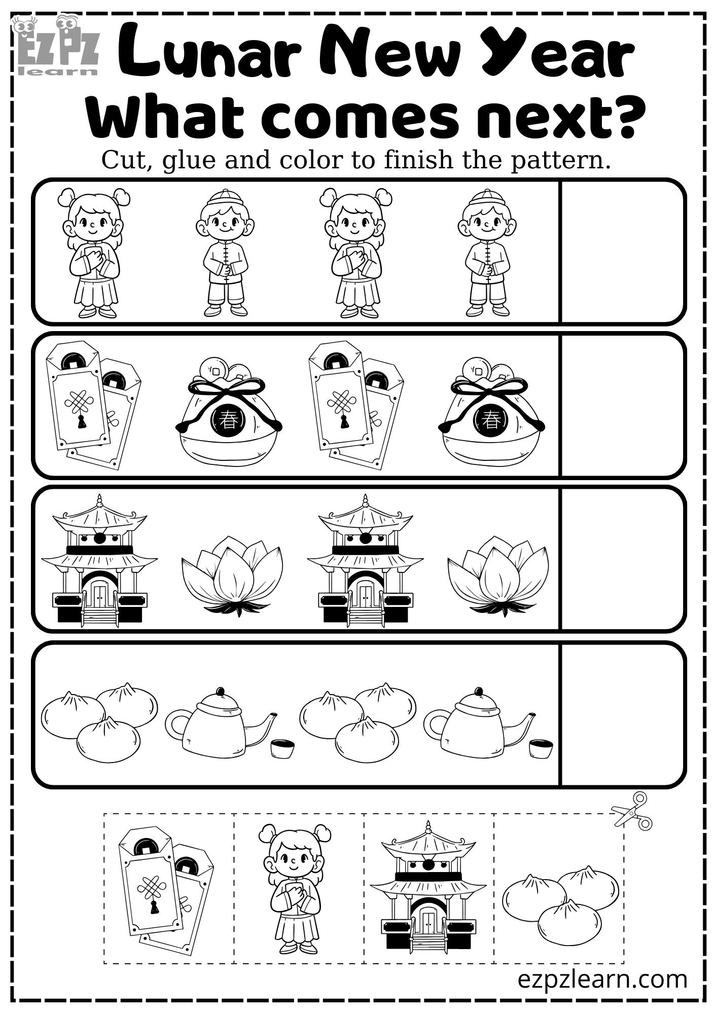 Lunar Chinese New Year And Tet What Comes Next Coloring Activity inside Free Printable Chinese New Year Worksheets