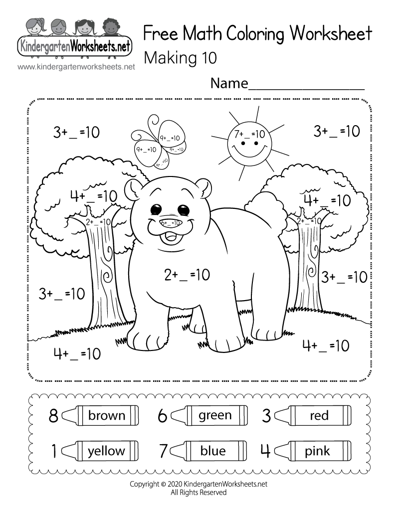 Making 10 Math Coloring Worksheet - Free Printable, Digital, & Pdf throughout Free Printable Maths Colouring Worksheets