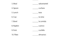 Match From Spanish To English Worksheet - Wordmint - Worksheets for Free Printable Spanish To English Worksheets