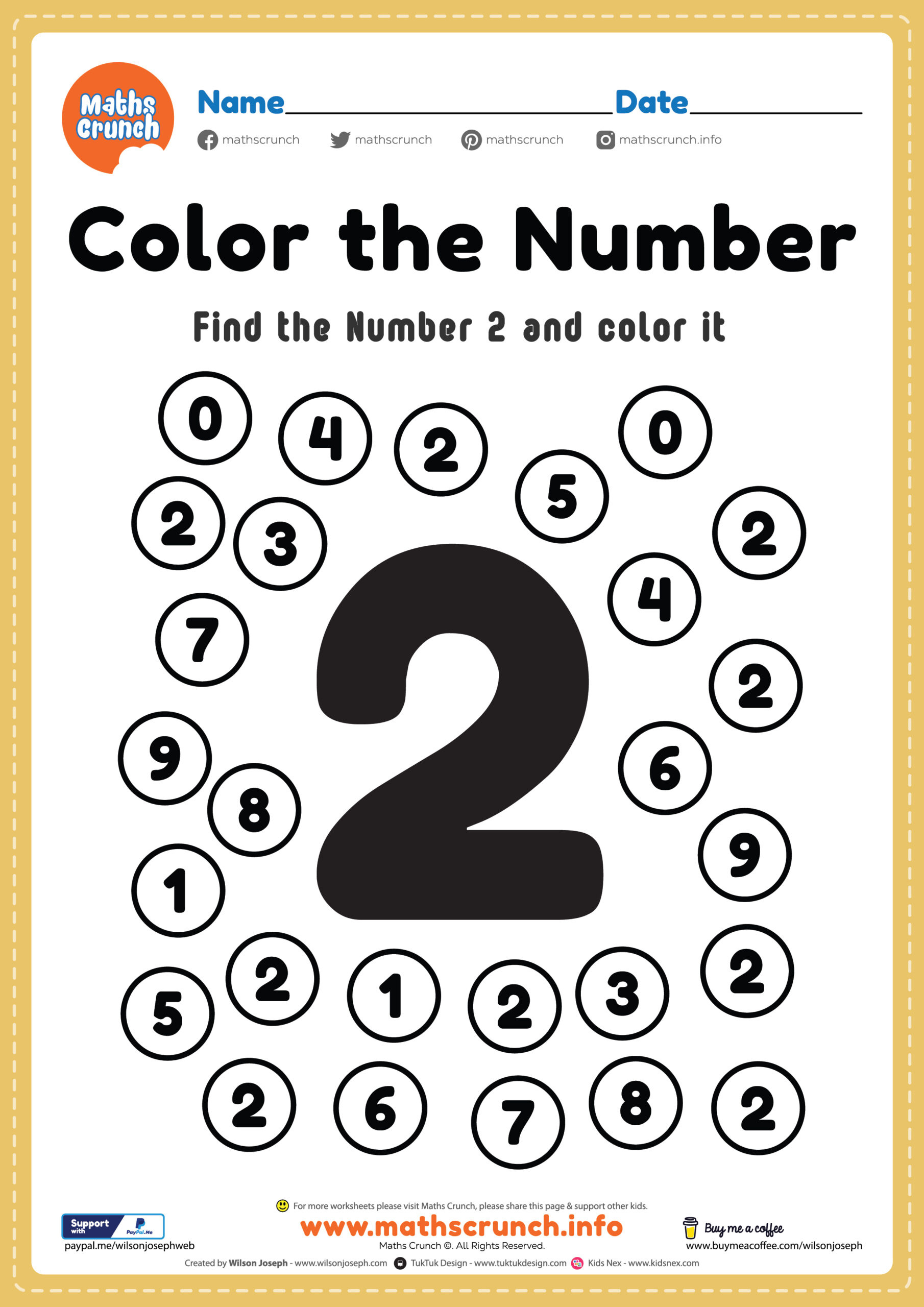 Math Worksheet, Number 2 Coloring Page - Free Printable Pdf in Free Printable Number 2 Worksheets