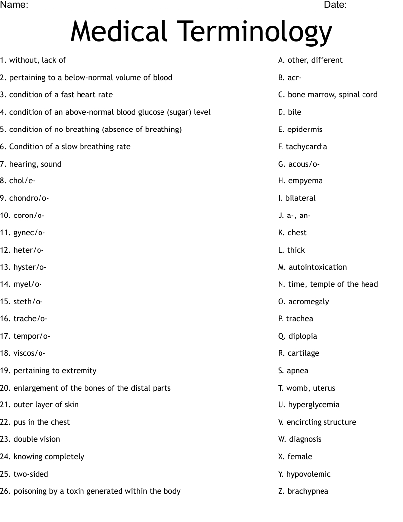 Medical Terminology Worksheet - Wordmint pertaining to Free Printable Medical Terminology Worksheets
