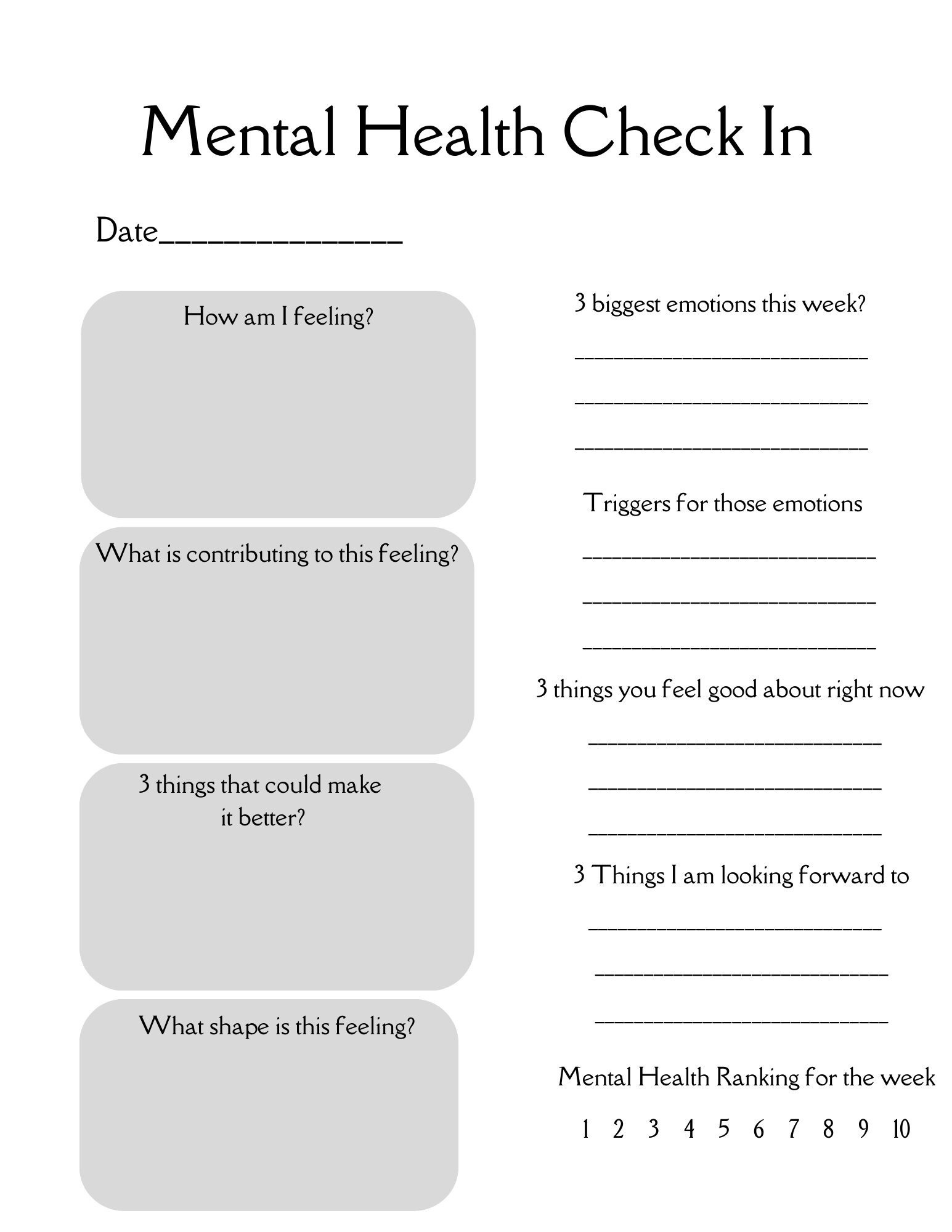 Mental Health Check In Digital Printable For Therapists within Free Printable Mental Health Worksheets For Adults