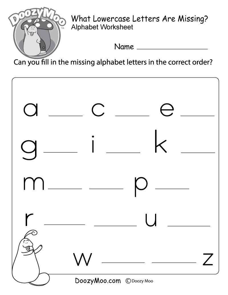 Missing Letter Worksheets (Free Printables) - Doozy Moo pertaining to Free Alphabet Worksheets Printable