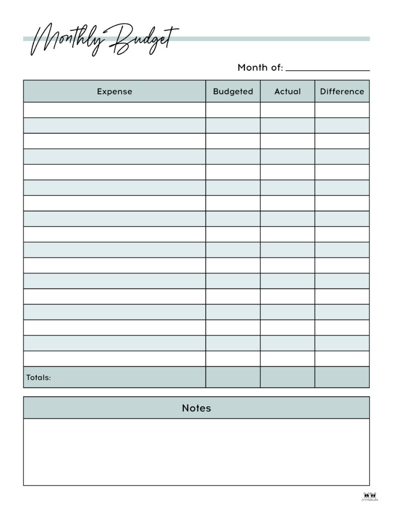 Monthly Budget Planners - 20 Free Printables | Printabulls intended for Budget Worksheets Free Printable