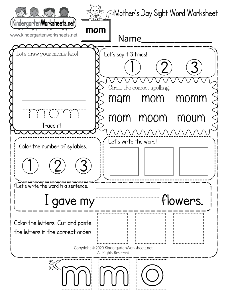 Mother&amp;#039;S Day Sight Word Worksheet - Free Printable, Digital, &amp;amp; Pdf with regard to Free Printable Mother&amp;amp;#039;s Day Worksheets For Kids
