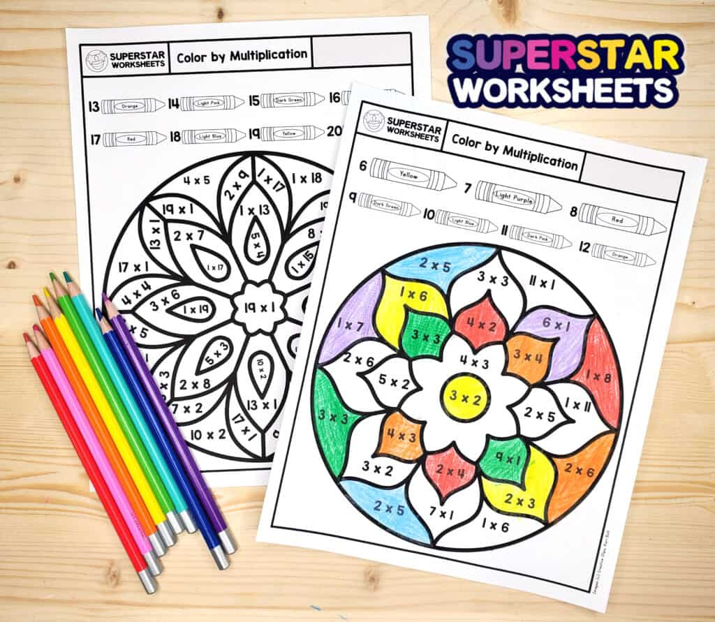 Multiplication Colornumber - Superstar Worksheets inside Free Printable Multiplication Coloring Worksheets