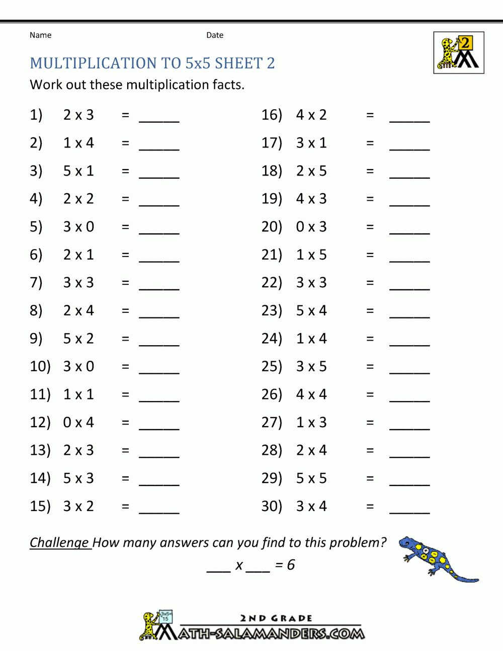 Multiplication Practice Worksheets To 5X5 throughout Multiplication Worksheets Grade 5 Free Printable
