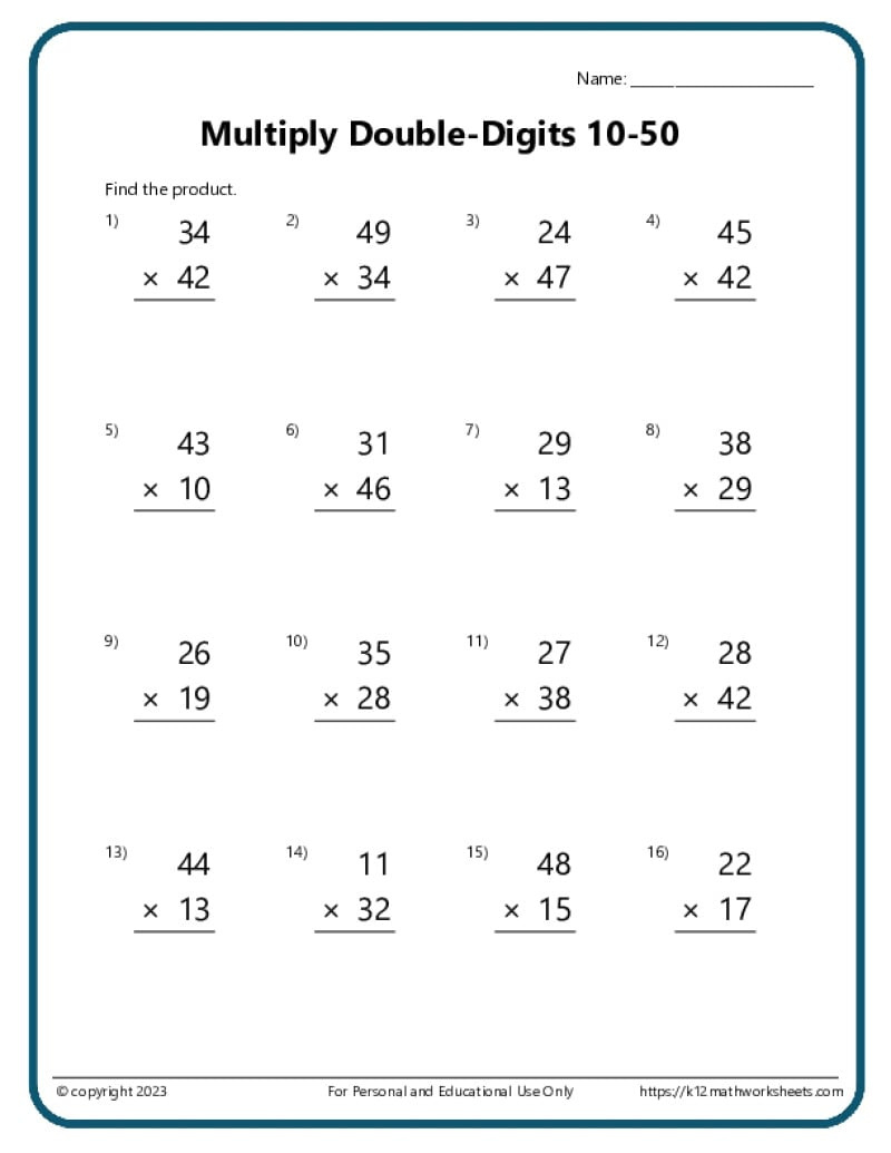 Multiplication Worksheets - K12 Math Worksheets with Multiplication Worksheets Grade 5 Free Printable