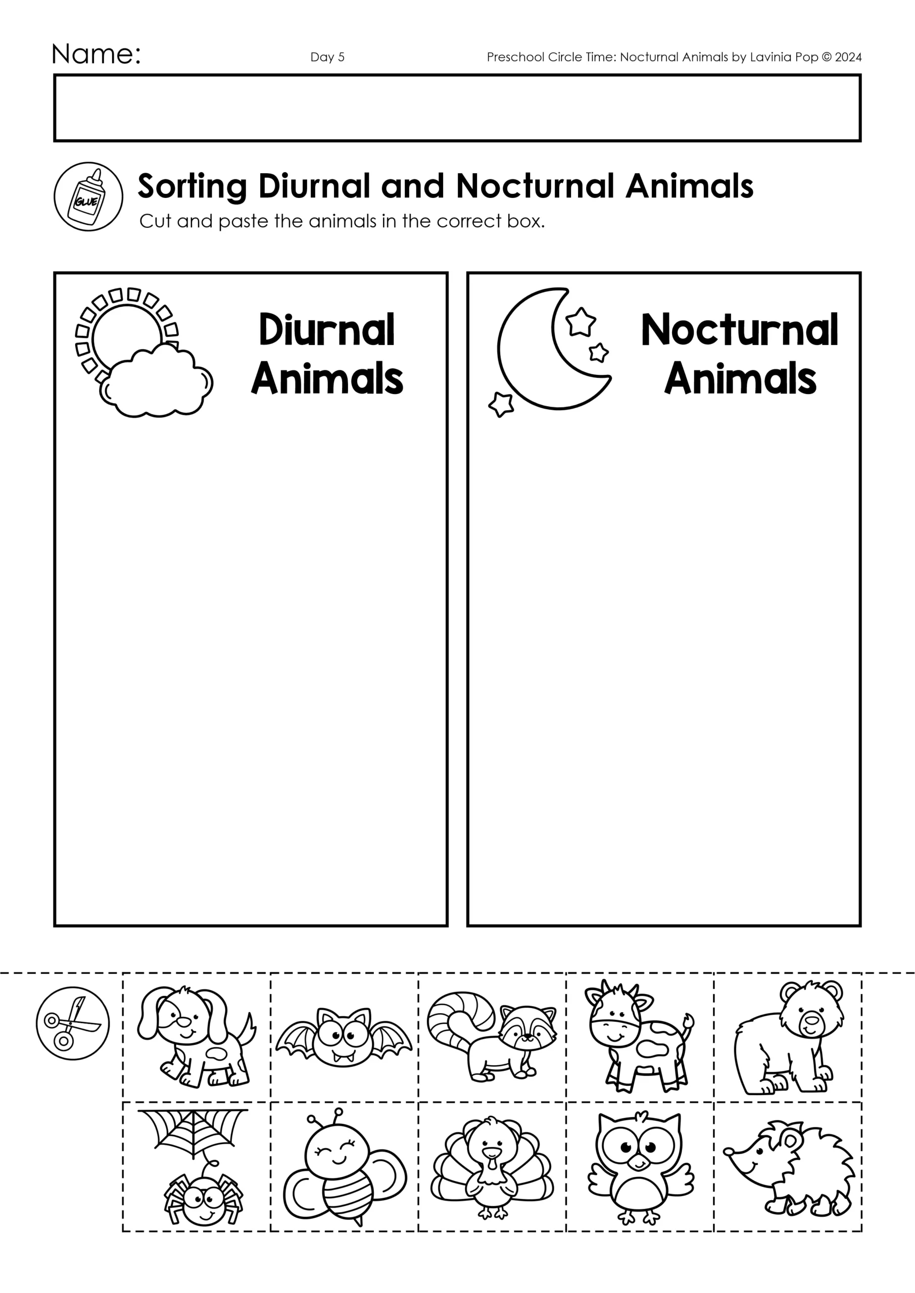 Nocturnal Animals Preschool Circle Time Plan intended for Free Printable Nocturnal Animals Worksheets