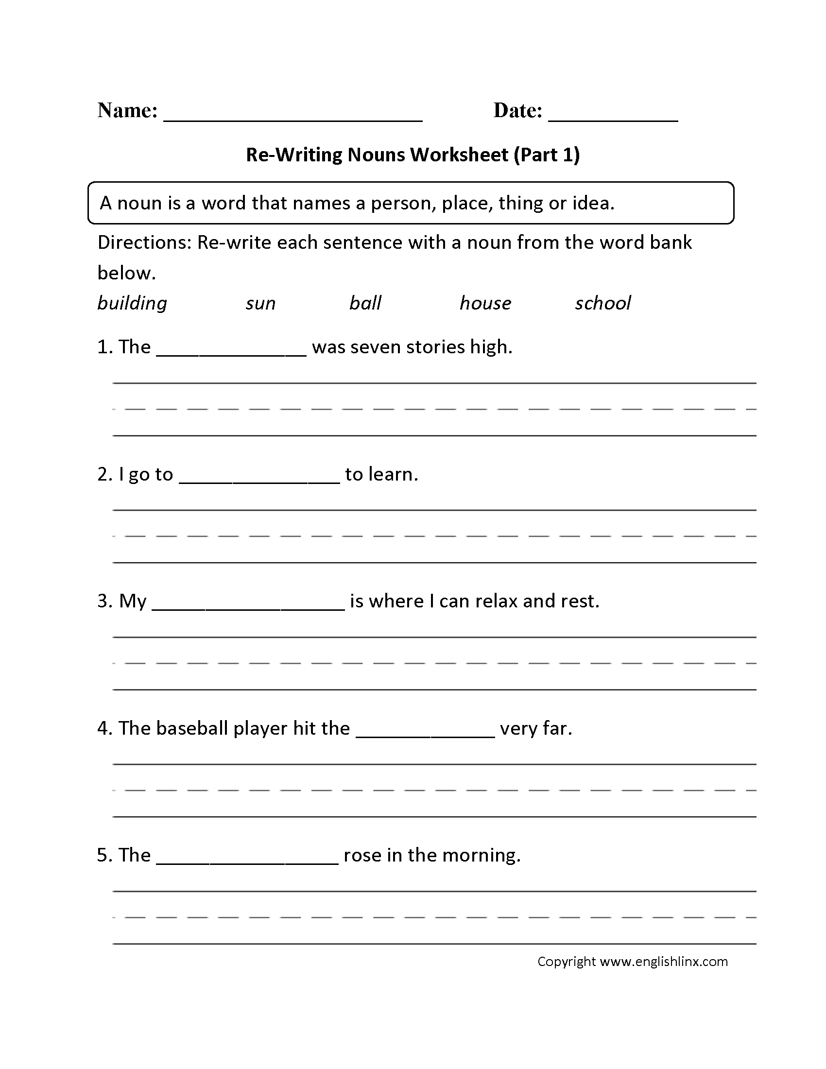Nouns Worksheets | Regular Nouns Worksheets inside Free Printable Noun Worksheets
