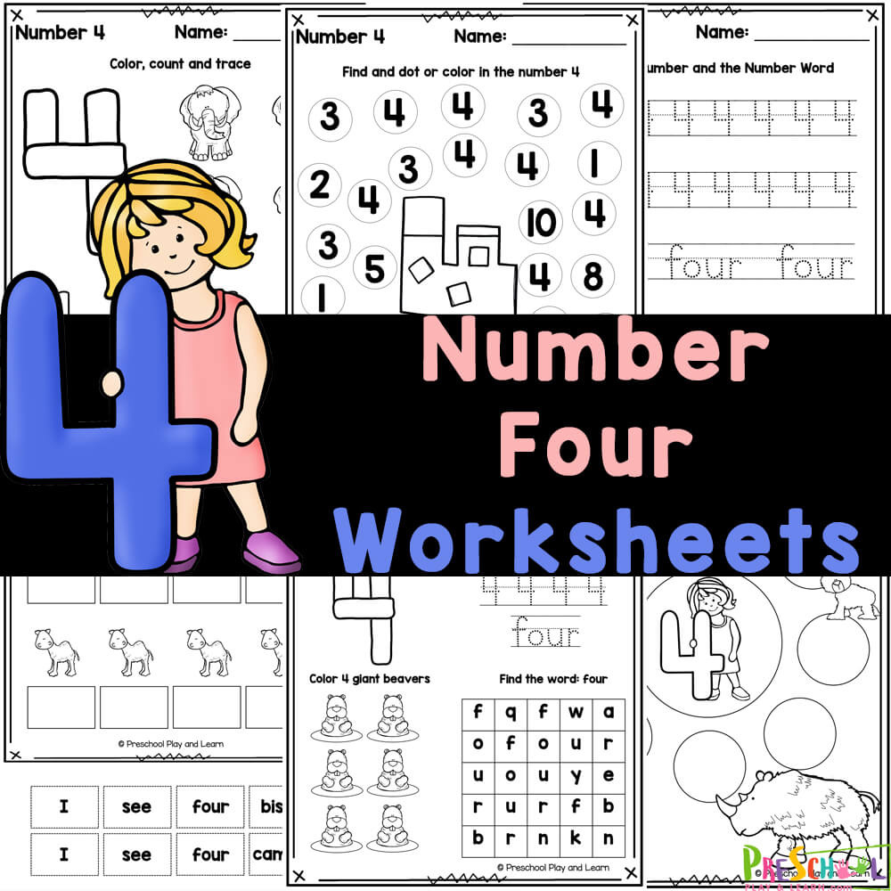 Number 4 Worksheets - Free Tracing &amp;amp; Counting Printables throughout Free Printable Number 4 Worksheets