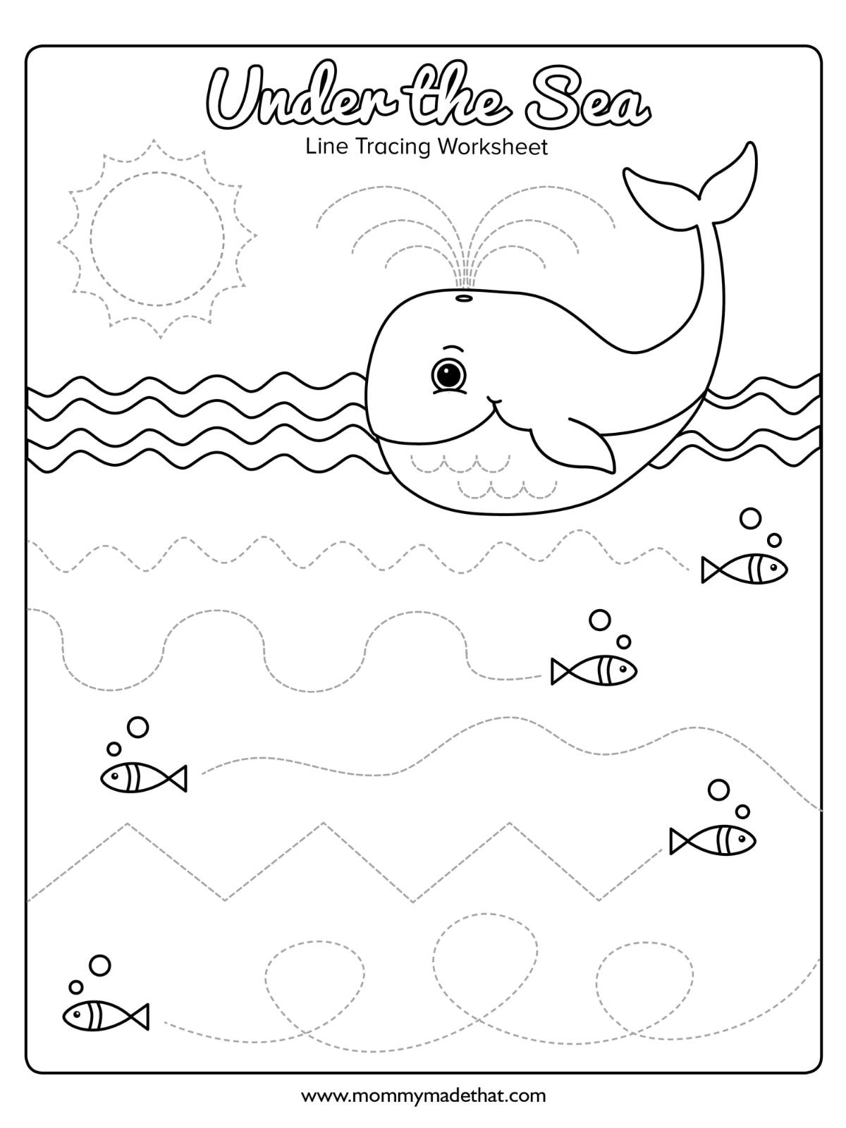 Ocean Line Tracing Work Sheet with regard to Free Printable Ocean Worksheets For Preschoolers