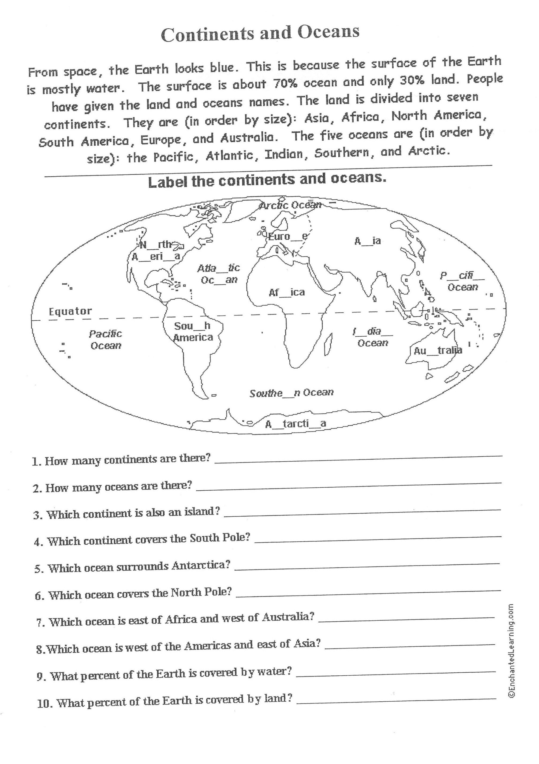 Oceans Printable Worksheets with regard to Free Printable Worksheets On Continents And Oceans
