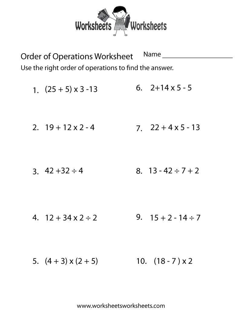 Order Of Operations Practice Worksheet | Worksheets Worksheets throughout Free Printable Order Of Operations Worksheets