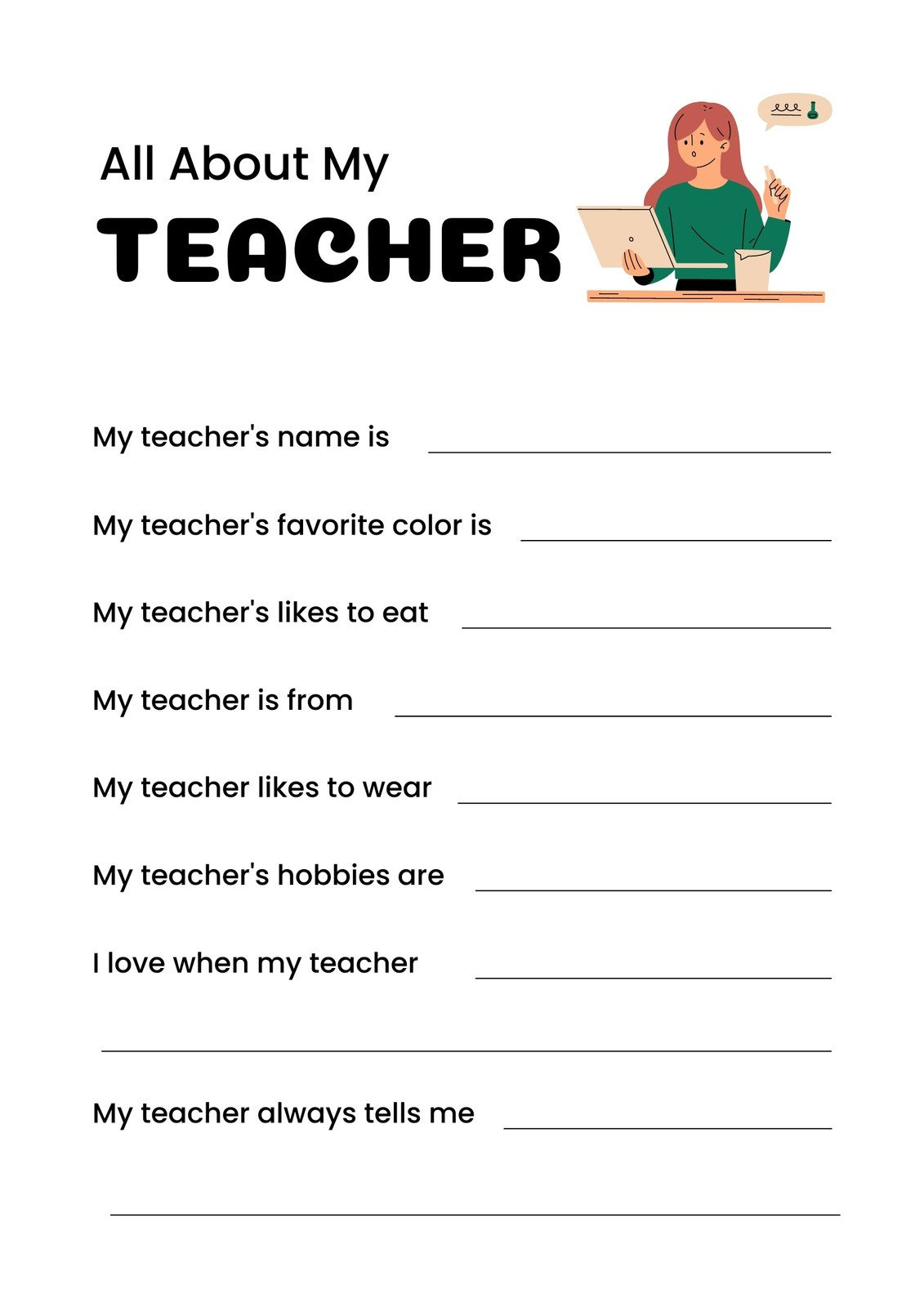 Page 9 - Free And Customizable Teacher Appreciation Templates | Canva in Free Teacher Printable and Worksheets
