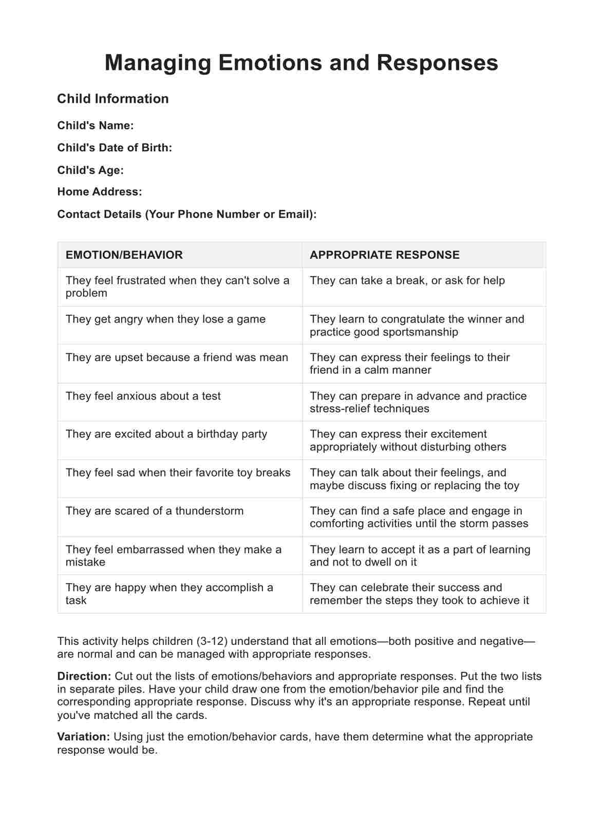 Parenting Skills Worksheets within Free Printable Parenting Worksheets