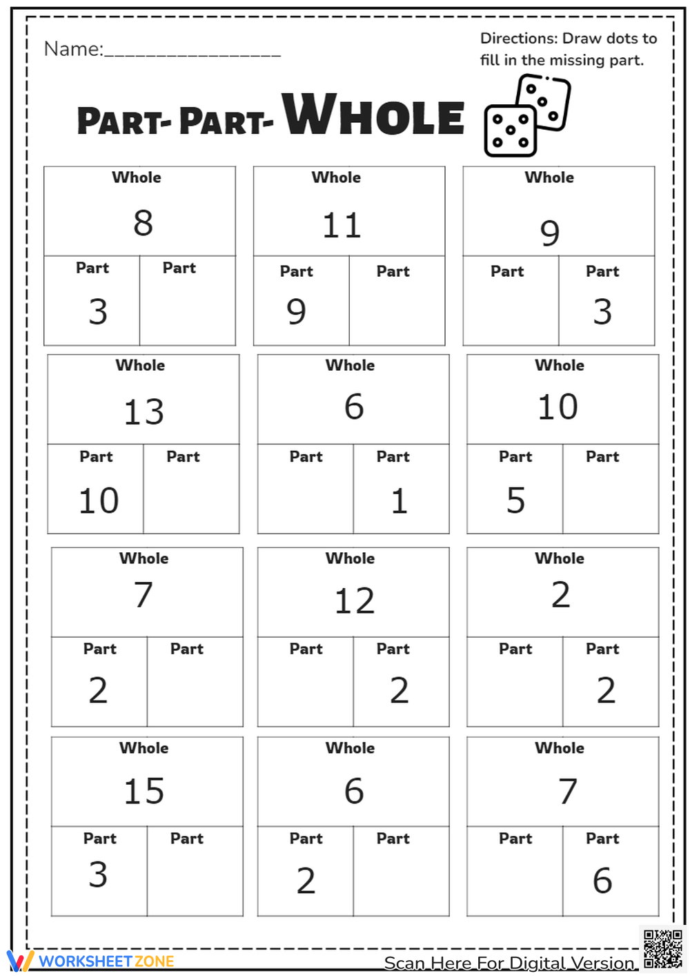 Part Part Whole Worksheets inside Free Printable Part Part Whole Worksheets