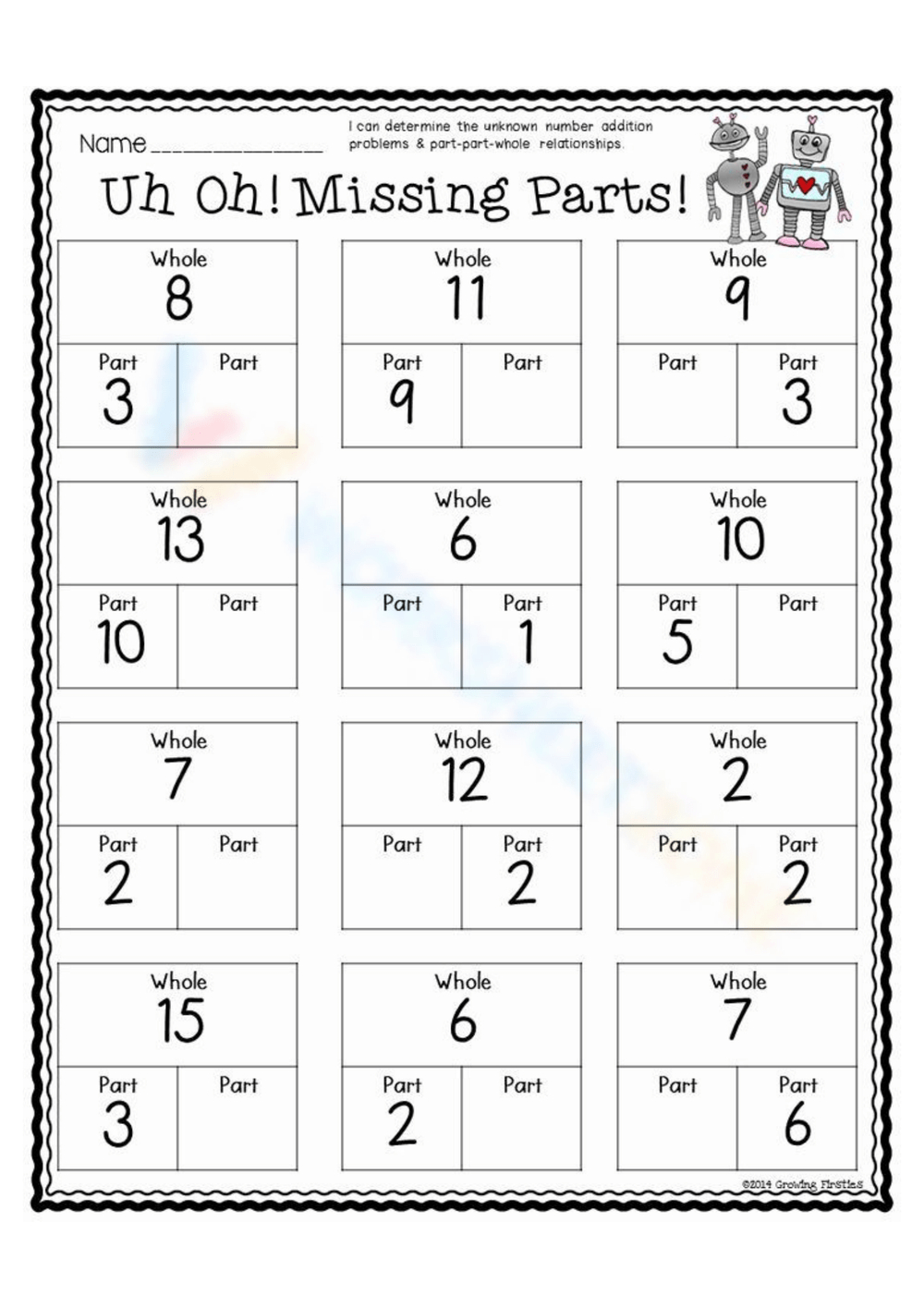 Part Part Whole Worksheets pertaining to Free Printable Part Part Whole Worksheets