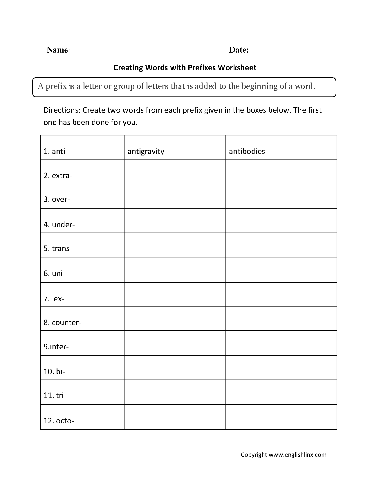 Prefixes Worksheets | Free Printable Prefix Practice with Free Printable Prefix Worksheets
