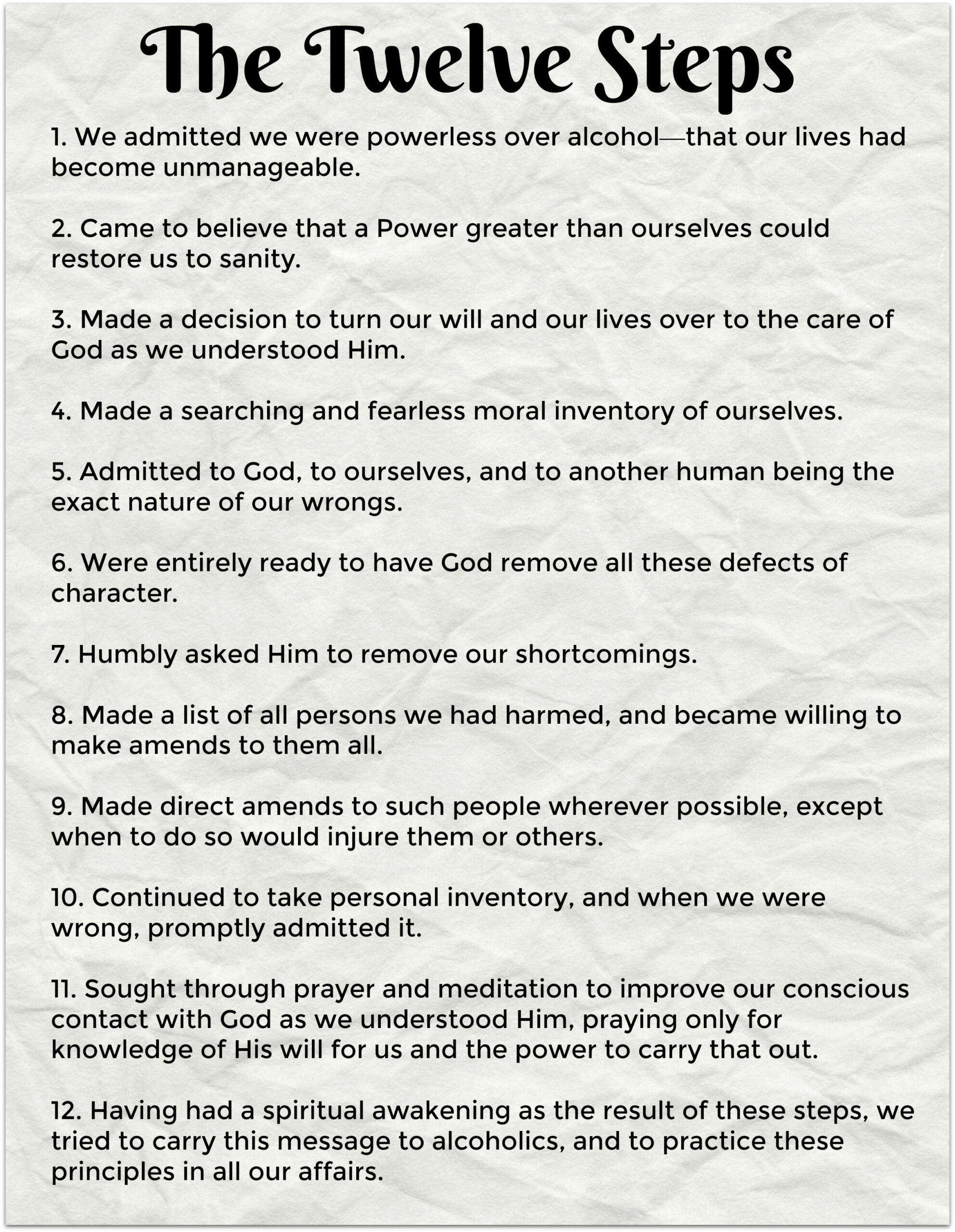 Printable 12 Steps Of Alcoholics Anonymous (Free Pdf Download with Free Printable Aa 12 Step Worksheets