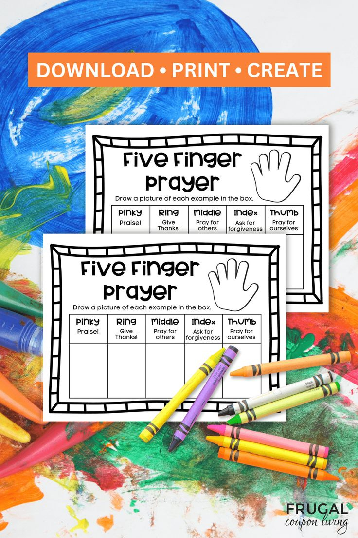 Printable 5 Finger Prayer Worksheet For Sunday School Activity Or Home within Free Printable Prayer Worksheets