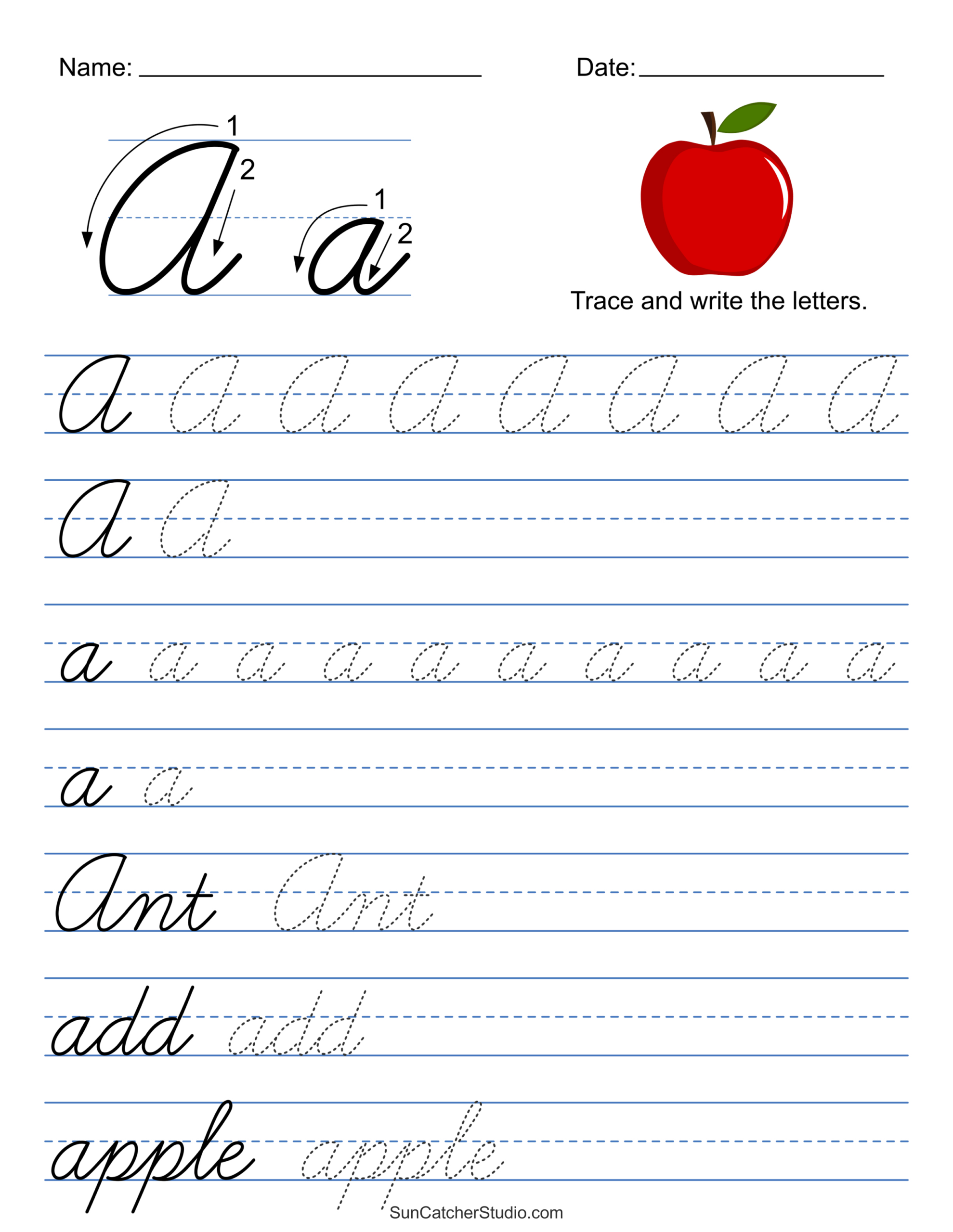Printable Cursive Handwriting Worksheets (Practice Letters) – Free with Free Cursive Printable Worksheets