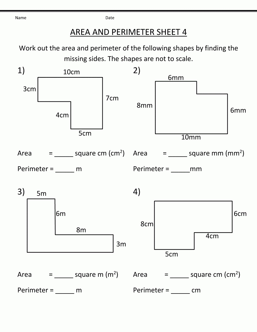 Printable Grade 4 Math Worksheets pertaining to Free Printable Perimeter Worksheets