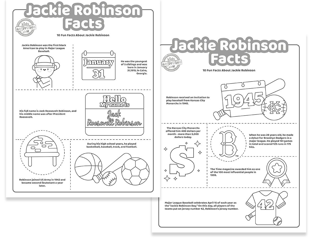 Printable Jackie Robinson Facts For Kids | Kids Activities Blog inside Free Printable Jackie Robinson Worksheets