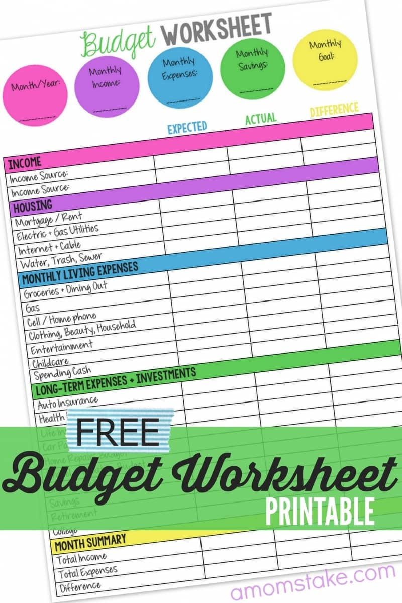 Printable Monthly Family Budget Worksheet – A Mom&amp;#039;S Take in Free Printable Household Budget Worksheets