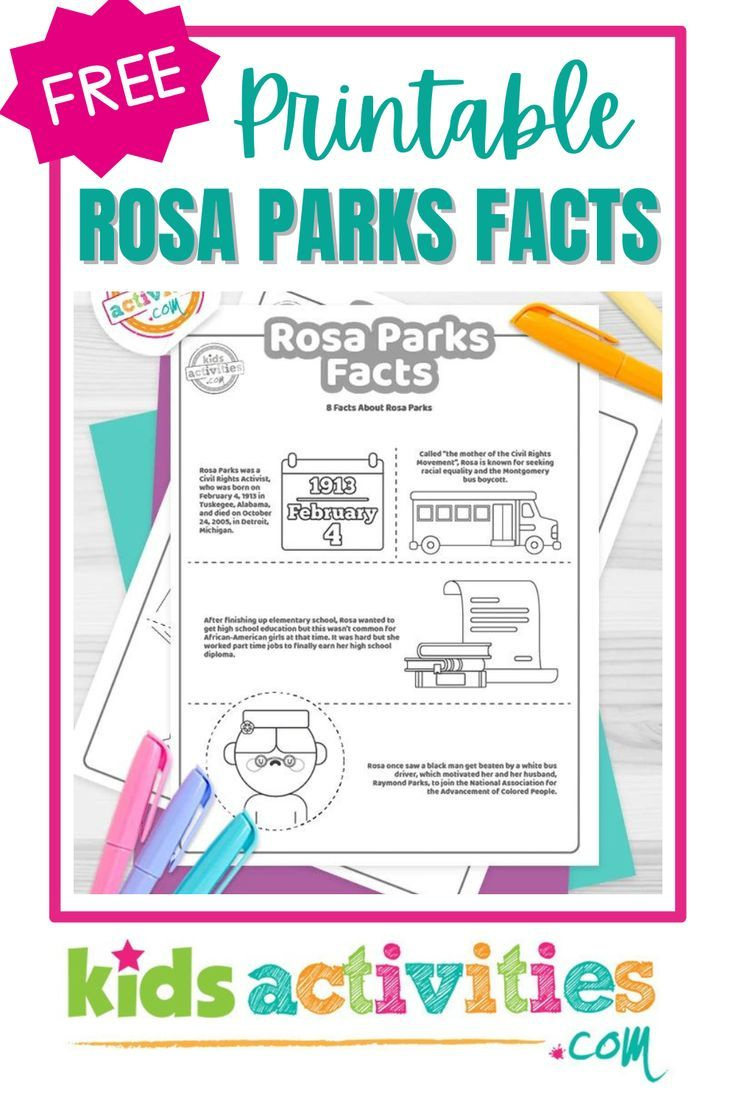 Printable Rosa Parks Facts for Rosa Parks Free Printable Worksheets