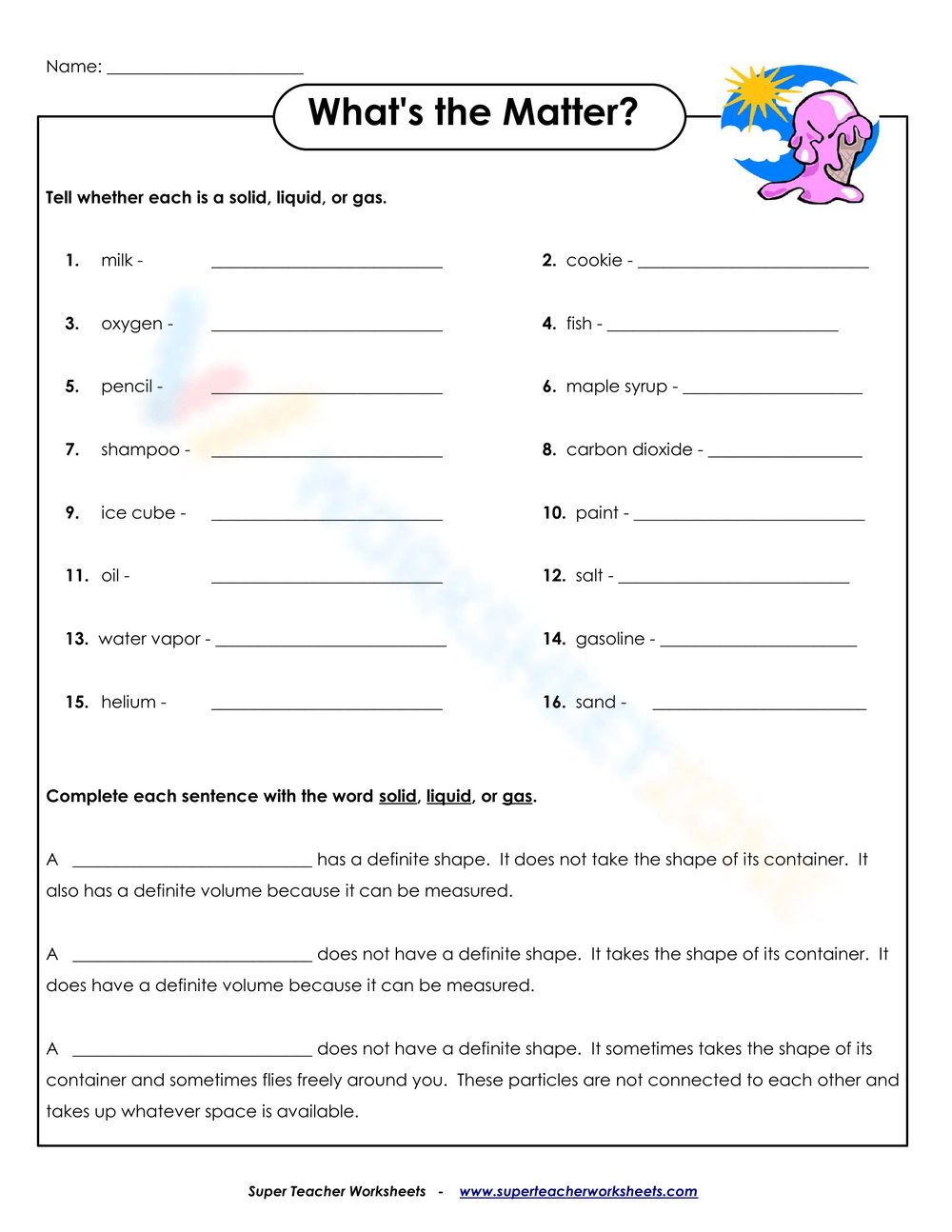 Printable Science Worksheets throughout Free Printable 7th Grade Science Worksheets