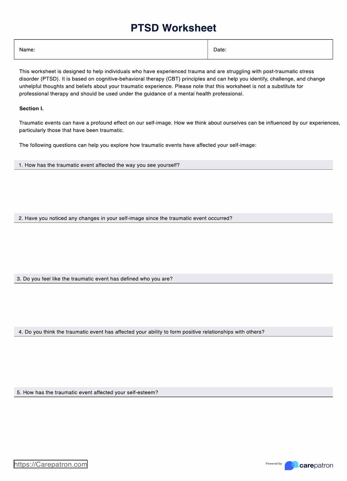 Ptsd Worksheet regarding Free Printable Ptsd Worksheets