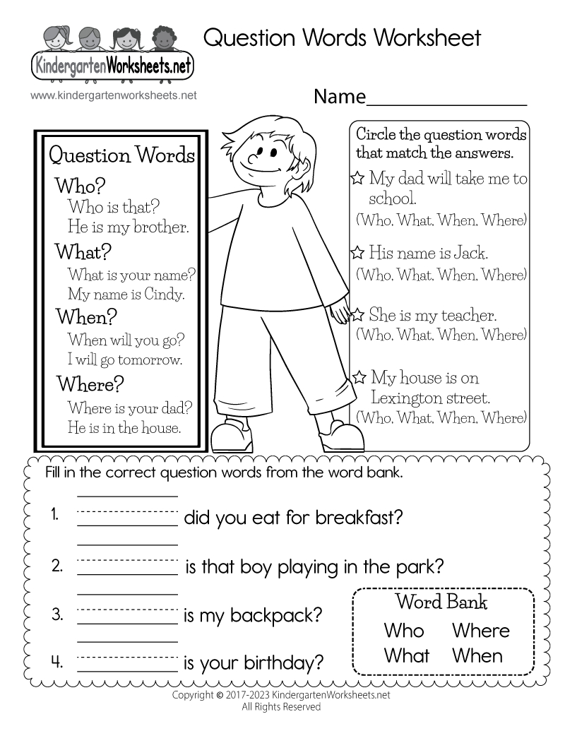 Question Words Worksheet - Free Printable, Digital, &amp;amp; Pdf regarding Free Printable English Worksheets