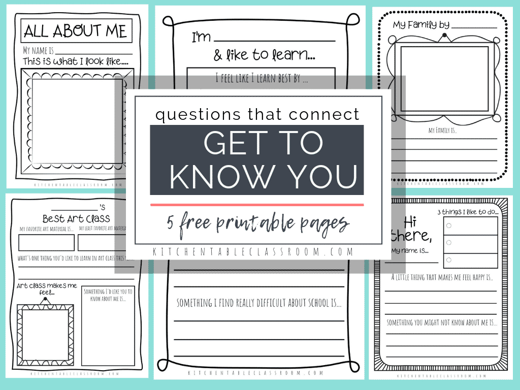 Questions That Connect- 5 Free Printable Get To Know You Pages with Free Printable Get To Know You Worksheets