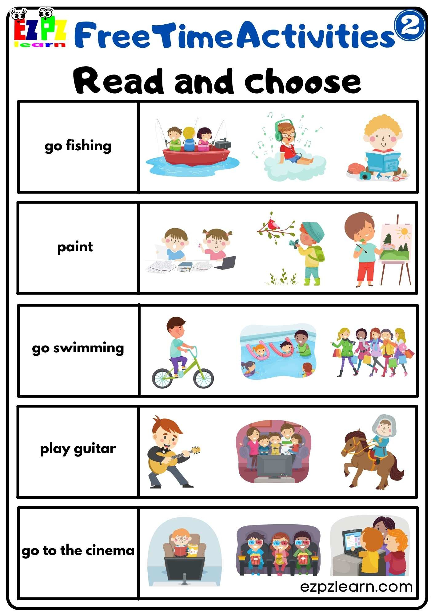 Read And Choose Activity For Children And Esl Students Pdf for Esl Printable Free Worksheets