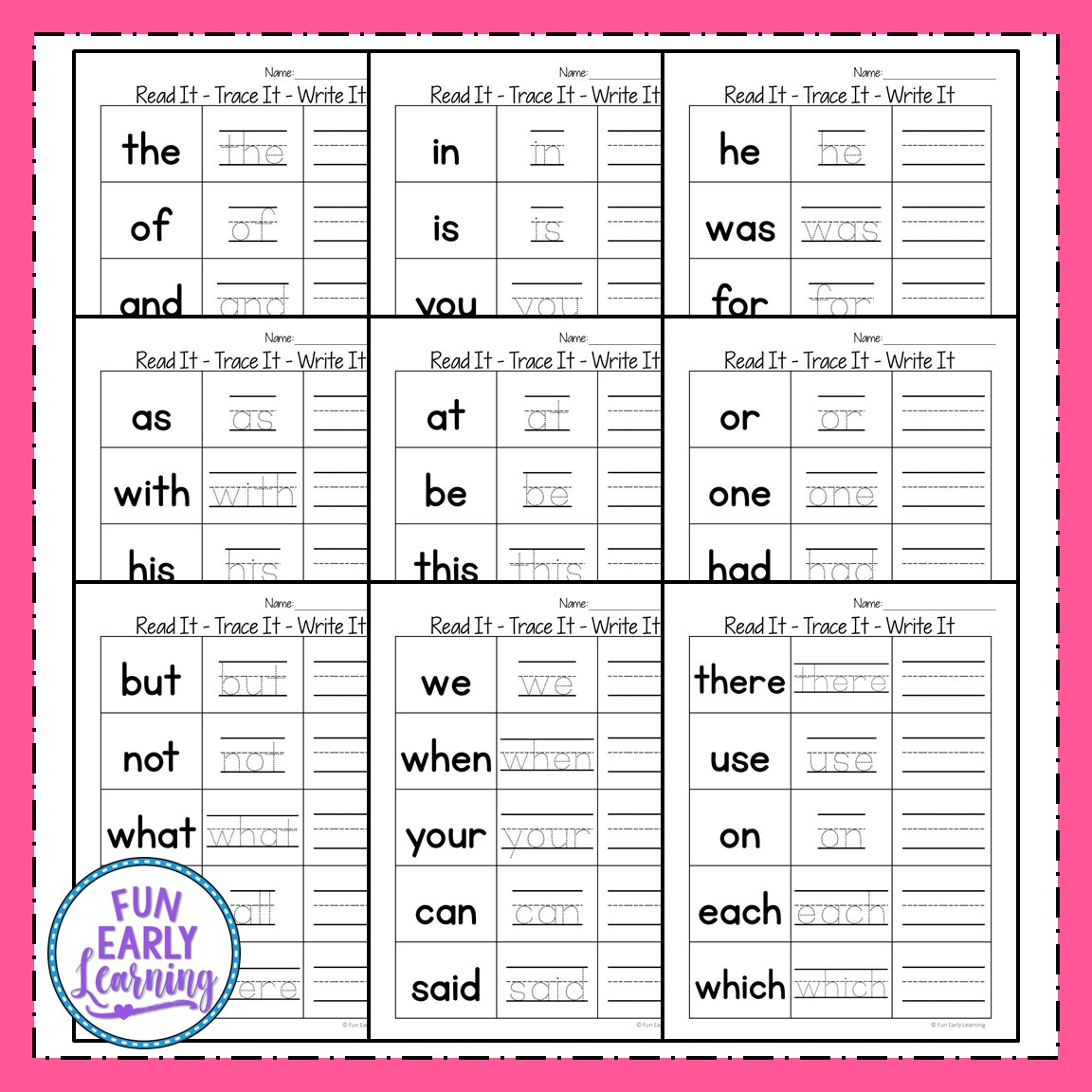 Read It – Trace It – Write It – Fry&amp;#039;S First 100 Sight Words – Fun regarding Kindergarten Sight Words Free Printable Worksheets