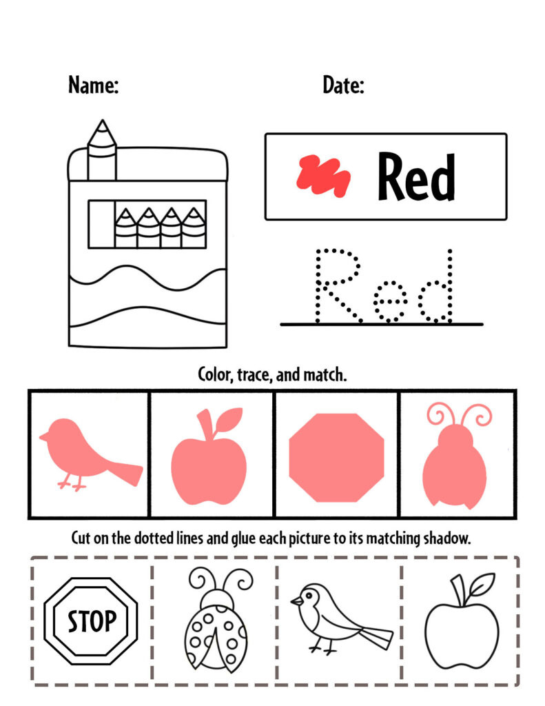 Red Color Activities And Worksheets For Preschool! ⋆ The Hollydog with Free Printable Color Red Worksheets
