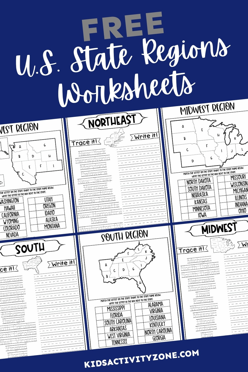 Regions Of The United States Worksheets - Kids Activity Zone pertaining to Free Printable 5 Regions of Virginia Worksheets