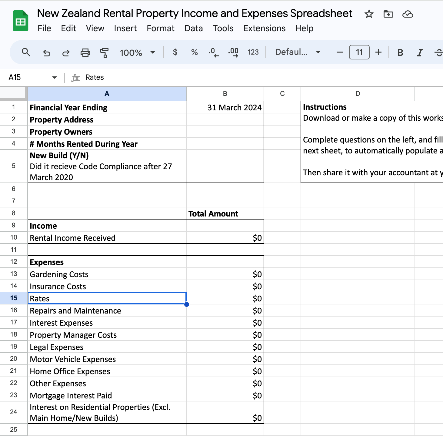 Rental Property Tax Spreadsheet (Free Excel Template) pertaining to Free Printable Rental Income And Expense Worksheets
