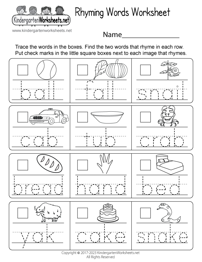 Rhyming Words Worksheet - Free Printable, Digital, &amp;amp; Pdf in Free Printable Rhyming Worksheets