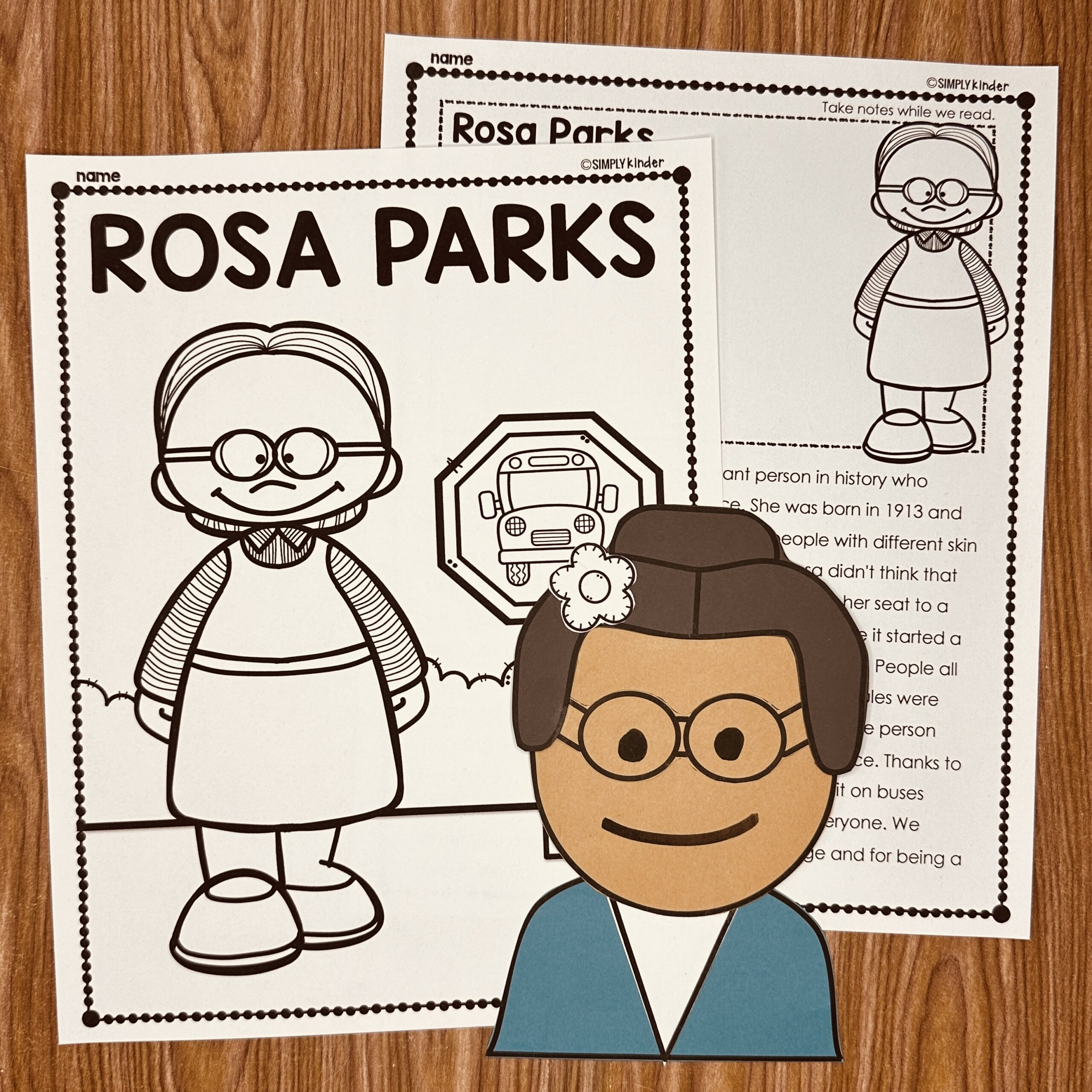 Rosa Parks Craft And Reports - Simply Kinder Plus for Rosa Parks Free Printable Worksheets