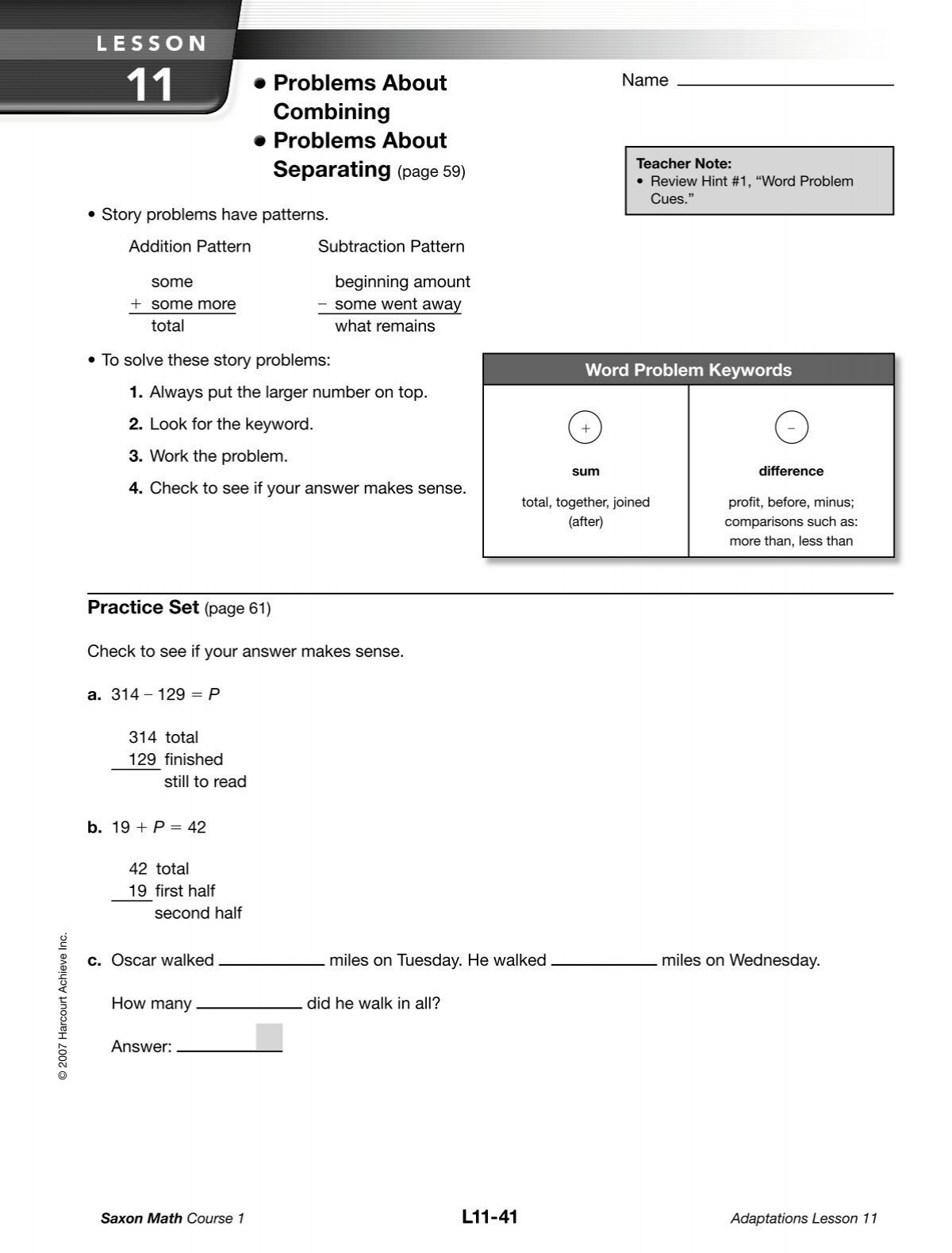 Saxon Math Worksheets Lessons 11-20.Pdf with Free Printable Saxon Math Worksheets