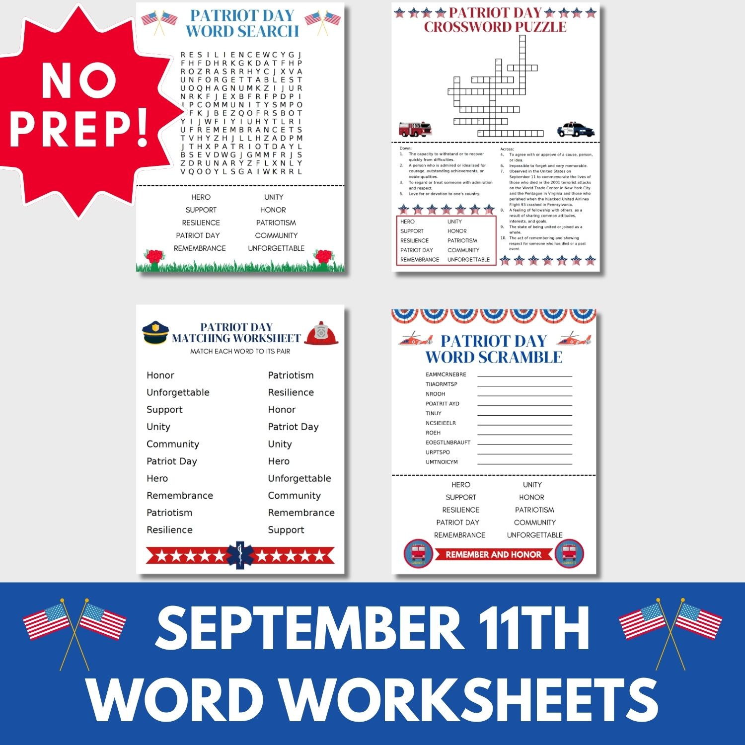 September 11 (Patriot Day) Printable Word Search Activities throughout Free Printable Patriot Day Worksheets