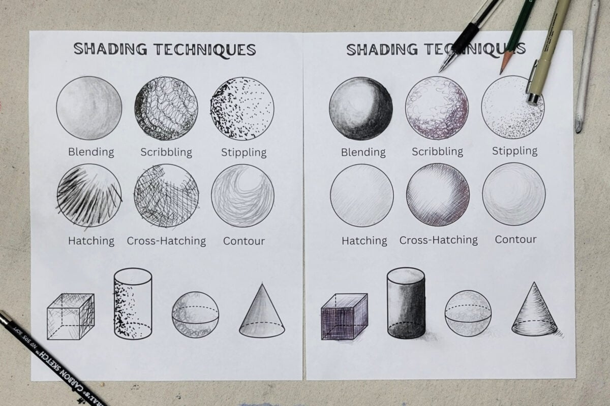 Shading Techniques Art Project For Older Kids • Kids Activities Blog inside Free Printable Shading Worksheets