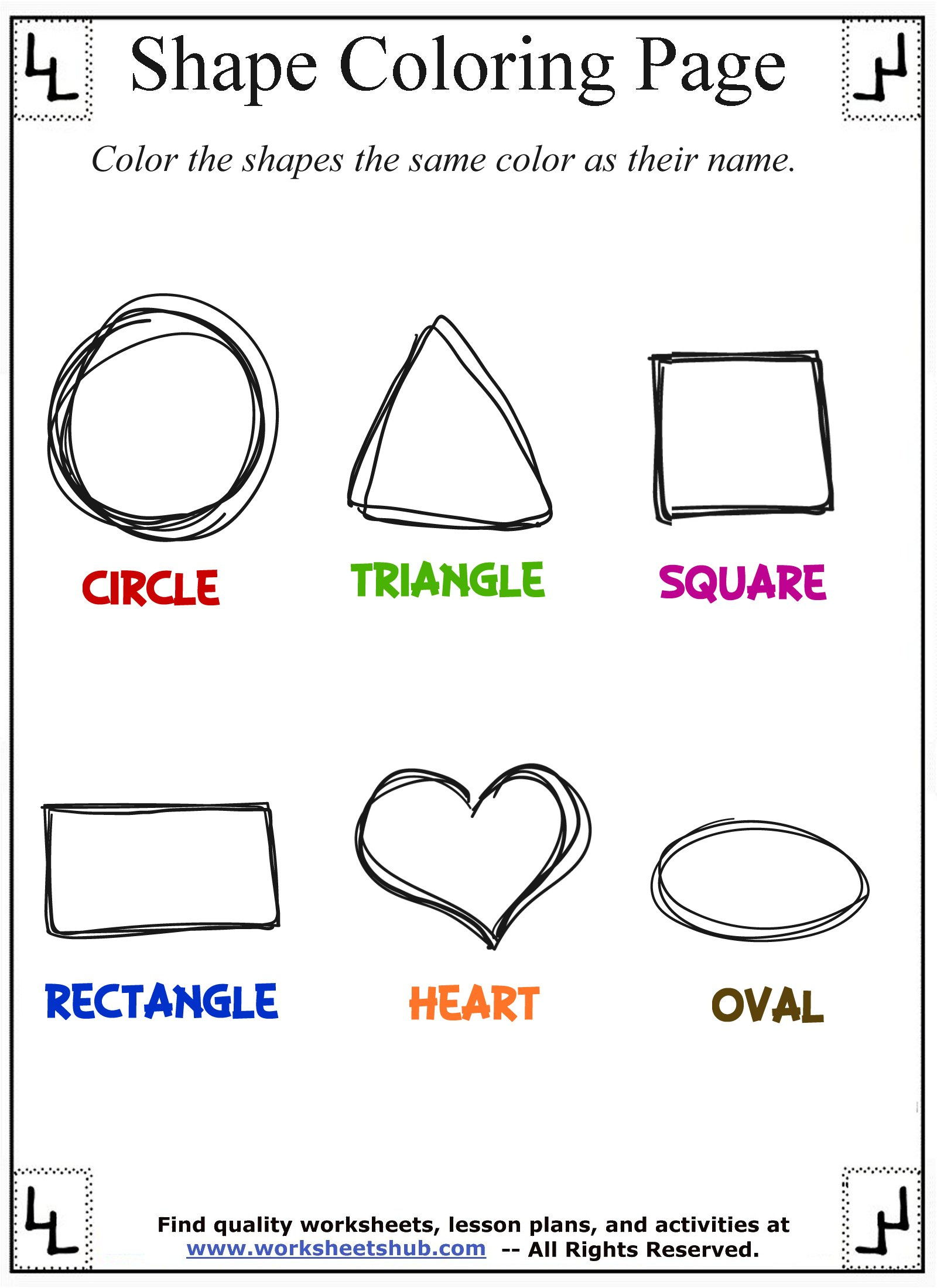 Shape Coloring Pages in Free Printable Shapes And Colors Worksheets