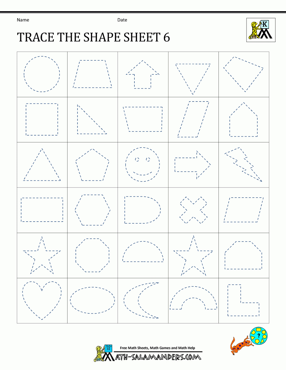 Shape Tracing Worksheets Kindergarten for Tracing Shapes Worksheets Printable Free