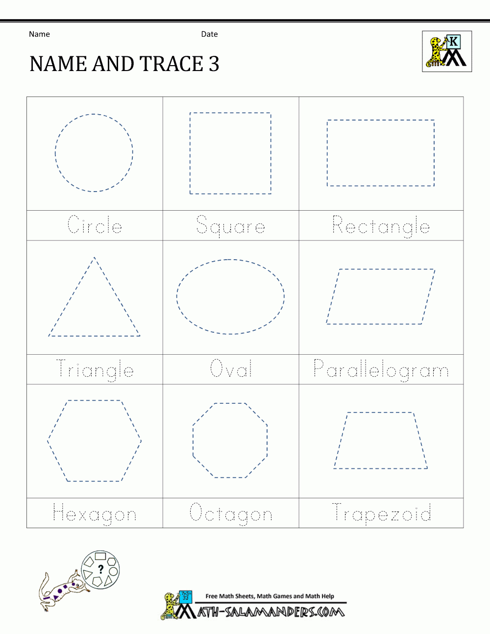 Shape Tracing Worksheets Kindergarten regarding Free Printable Shape Tracing Worksheets